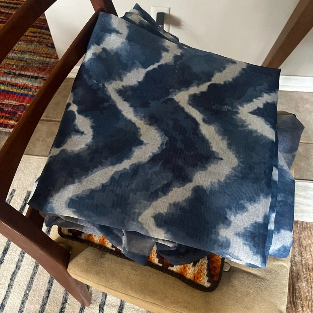 IKEA SAGALILL Sheer Curtains 1 Pair Blue/white 57x98